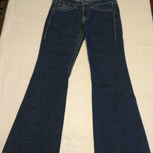 True Religion women's jeans JOEY BIG T sz 29 RN#112790  Flare **NICE* - Picture 2 of 7